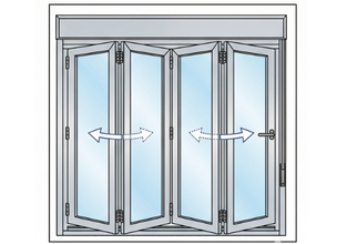 Puerta plegable tipo folding door instalada por Aura Ventanas